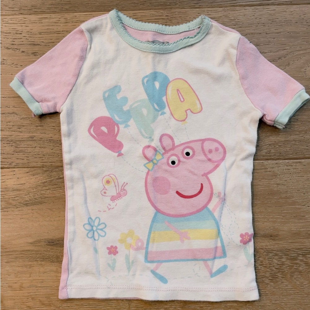 Peppa Pig Cartoon pajama top tee Shirt size 3T Pink and White